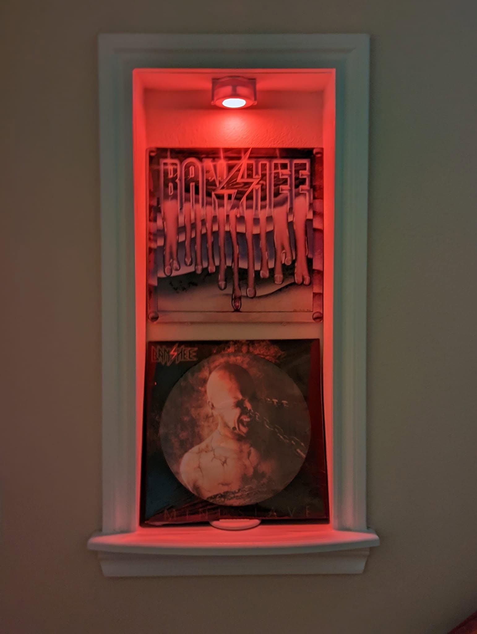 Wall display in red light