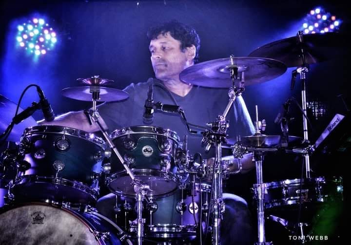 Drums under blue light